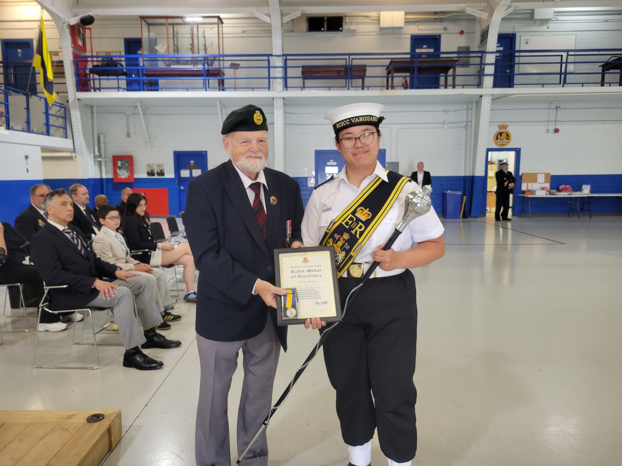 Cadet receiving an award