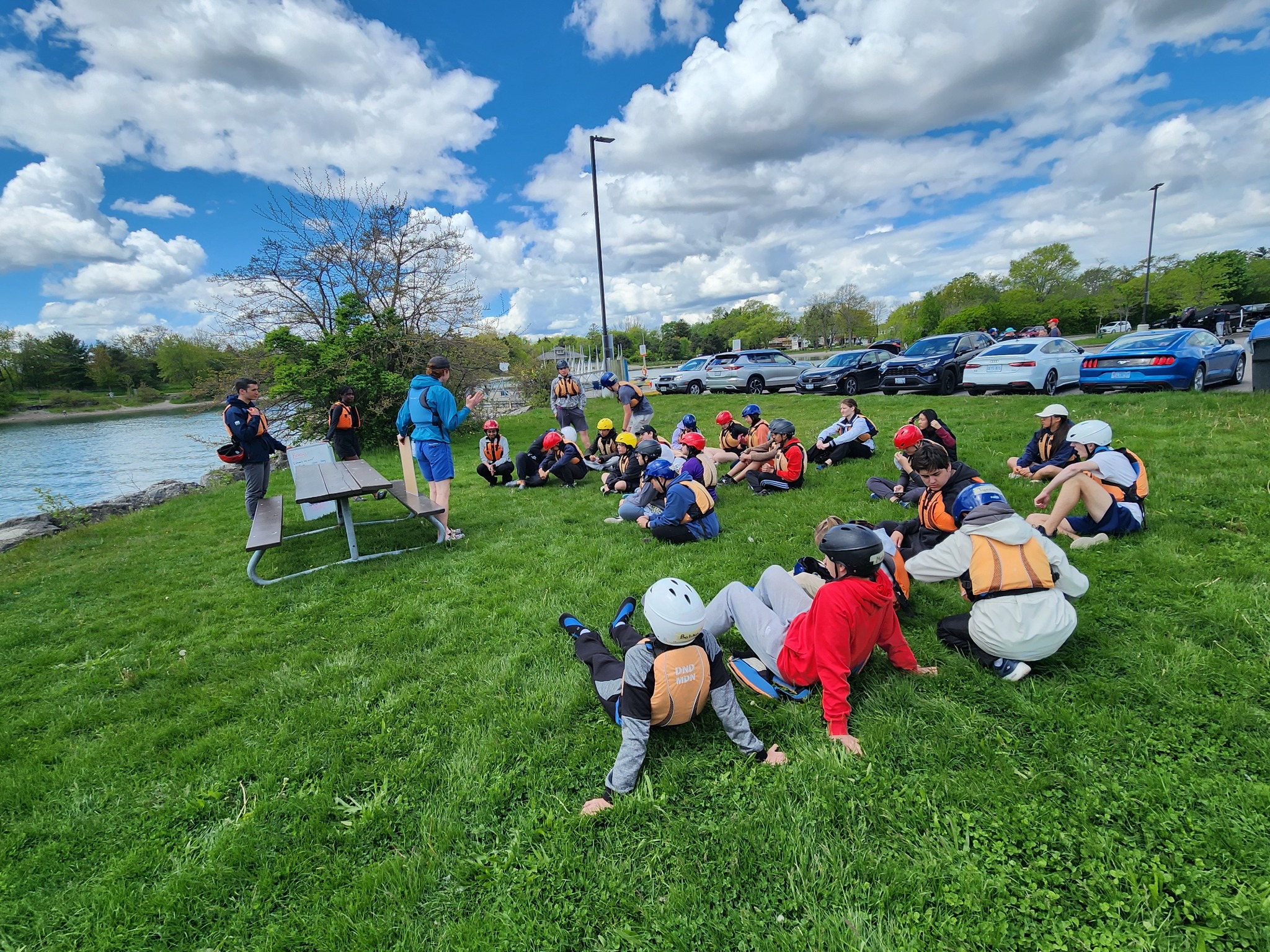 Cadets receiving outdoor training instruction