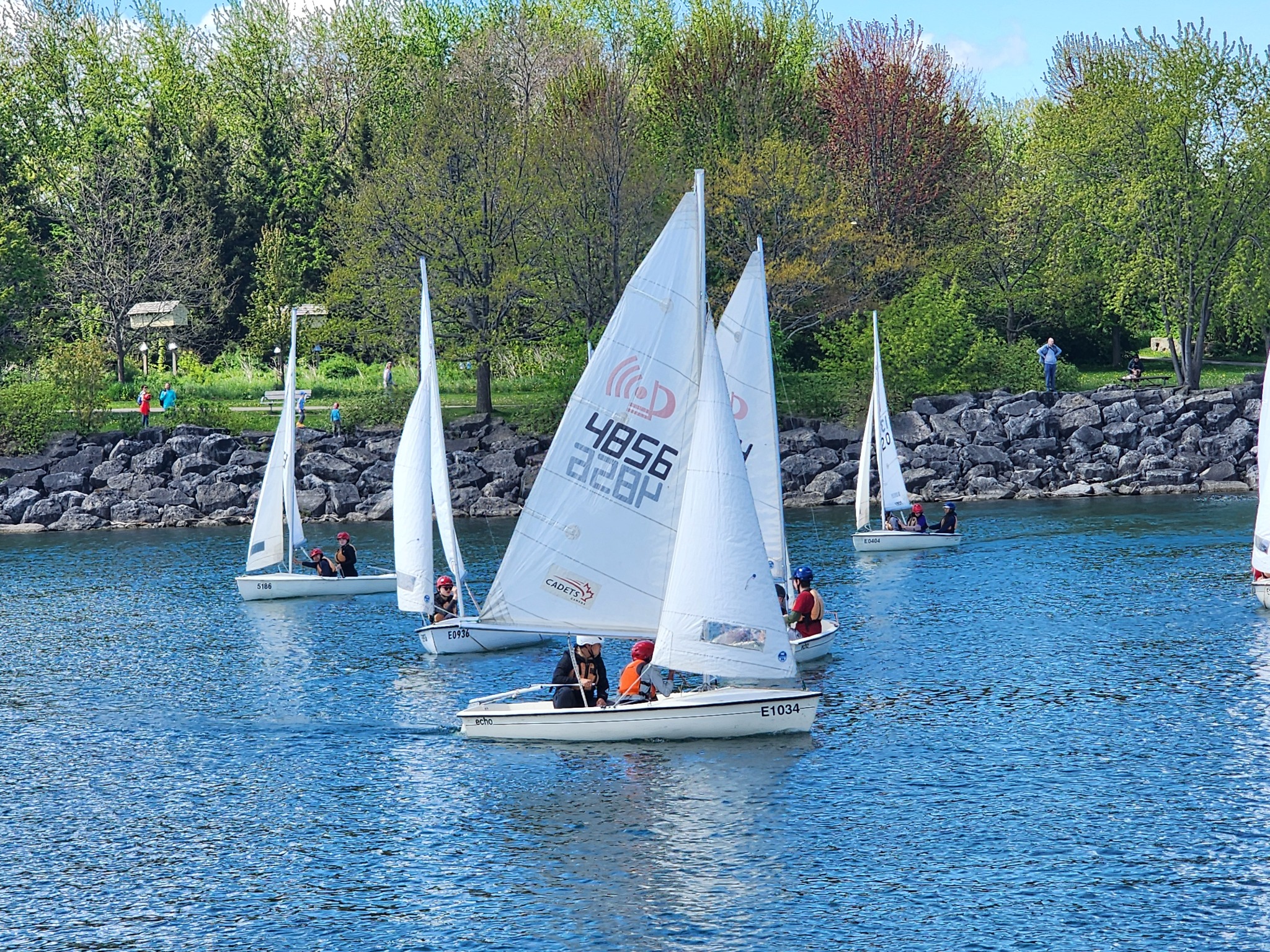 Cadets sailing on the water