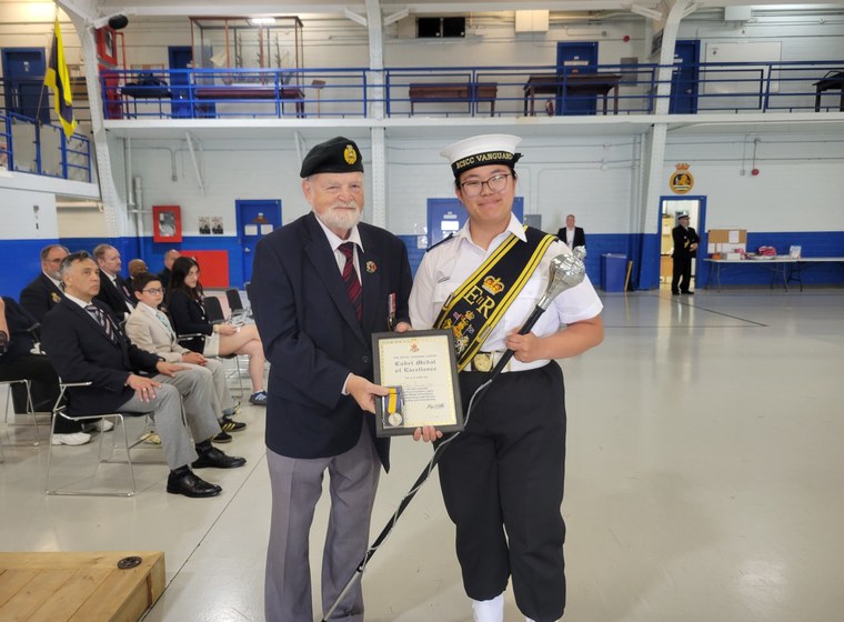 Cadet receiving an award