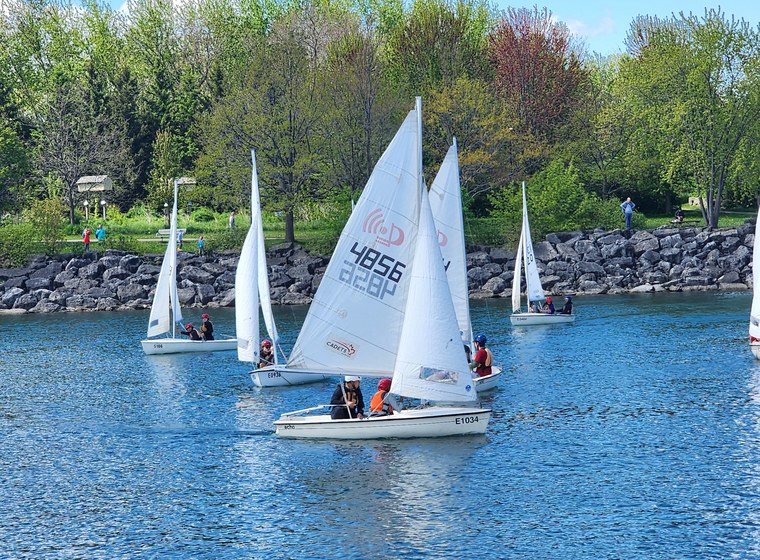 Cadets receiving outdoor training by the water